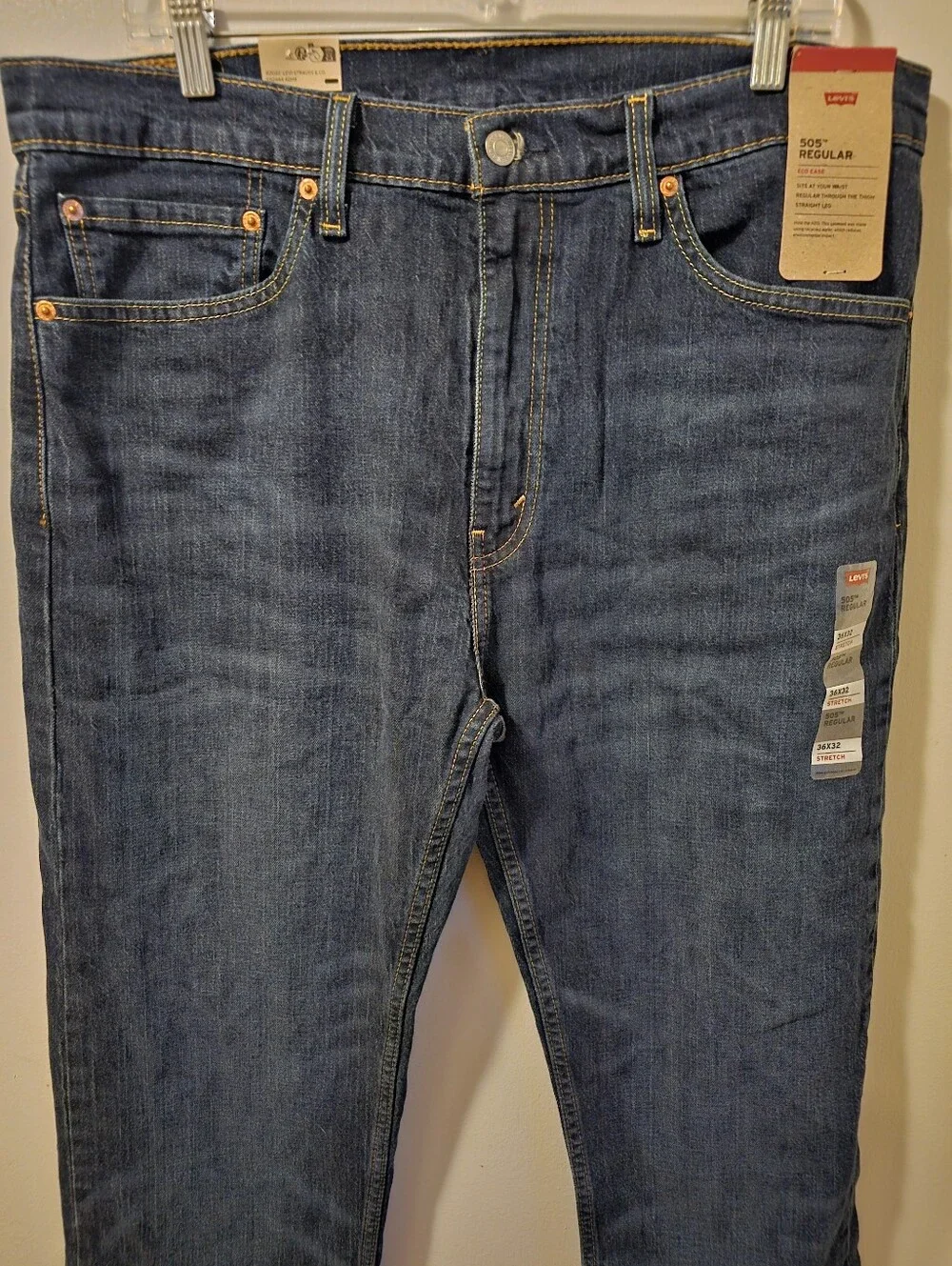 Levis 505 Regular Fit Straight Leg Jeans Men's Size 36x32 Blue Denim NWT